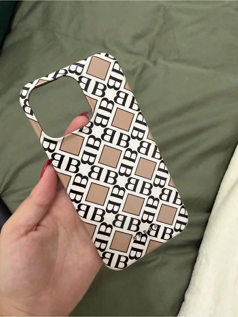 Designer Monogram Beige & Black iPhone 15 Pro Max Case